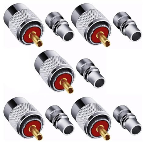 Gebildet 5Pack UHF/PL-259 Löt-Koax-Stecker für CB-Amateurfunkantenne mit Reduzierstück