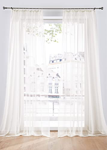 deco home | Gardinen Store Voile Vorhang mit Kräuselband, transparent Creme, in verschiedenen Größen | 450 x 200 cm