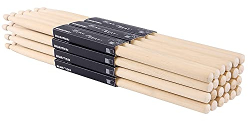 OIETON 12 Pairs Drum sticks 5A Classic Maple Wood Drumsticks Wood Tip Drumstick for Adults Kids and Beginners