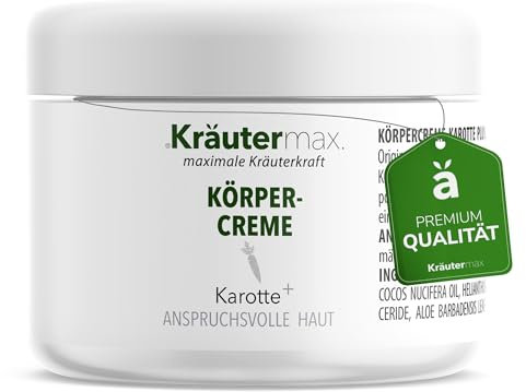 Kräutermax Karottenöl Creme für Körper - Naturkosmetik für Damen und Männer - Körpercreme mit Karotte und Vanille 1 x 200 ml