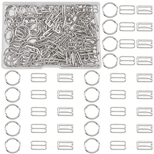 NBEADS 180 Stück BH Ringe, 3 Stile Metall Dessous Verstellriemen und Ringe BH-Träger Slide Hakenverschluss Für BH Nachthemden Slip Dress Badeanzug