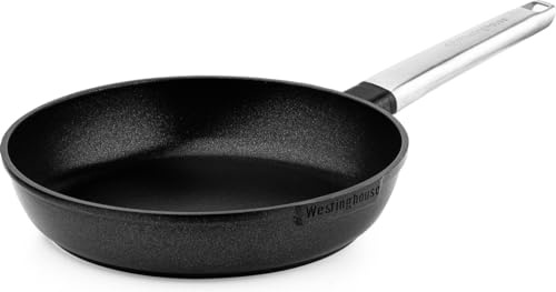 Westinghouse PERFORMANCE SERIES Bratpfanne, Beschichtete Pfanne 24 cm Induktion, Für alle Herdarten, Non Stick Frying Pan mit Cool-Touch Edelstahl-Griff, Ofenfest & Spülmaschinenfest, Schwarz