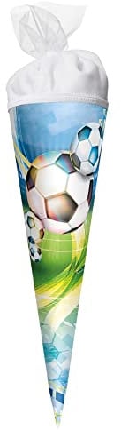 ROTH Geschenk-Schultüte klein Fußball 50 cm - rund Tüllverschluss - Zuckertüte Schulanfang