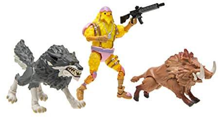 Fortnite FNT1073 Duo Mode-10.2 cm Figuras articuladas de Lobo, jabalí y racimo con Accesorio de Arma