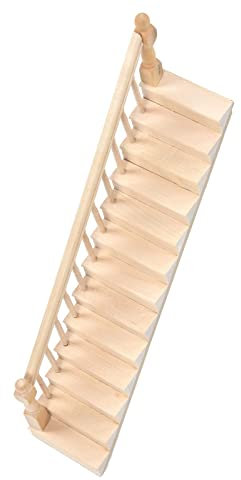 Shipenophy Puppenhaus Treppe Glänzend Birke Material DIY Maßstab 1:12 Miniatur Treppe Miniatur Puppenhaus Holztreppe Zum Basteln 1:12 Puppenhaus(Linke Armlehne)