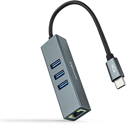 CONVERSOR NANO CABLE USB-C - ETHERNET+ 3USB3.0 15CM