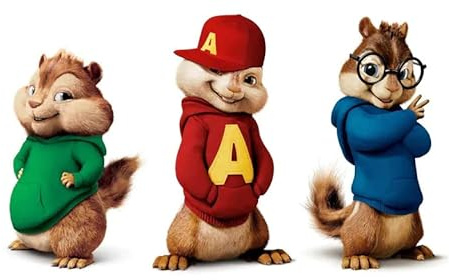Alvin Superstar - Chipmunks - Chipettes aus Scheiben für Dekorationen und Kuchen, Cartoon-Design (Modell 10)