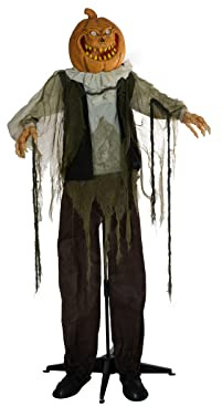 EUROPALMS Halloween Figur Kürbismann, animiert, 170cm | Animierte Standfigur mit Licht-, Sound- und Bewegungseffekt