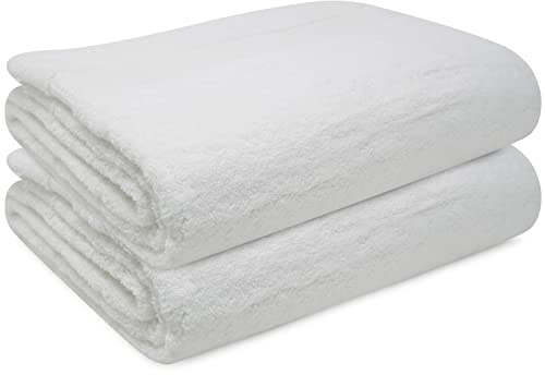 Towelogy® Super Soft Luxurious Bath Sheets Extra Large 100% Egyptian Cotton Bathroom Shower Towel Super Absorbent Hotel Quality Fade Resistant 90x140cm | Machine Washable (White Snow, 2)