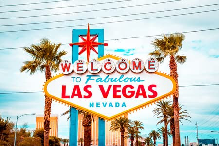 AluVerbund-Bild 90 x 60 cm: Klassische Aussicht auf das fabelhafte Las Vegas -Schild am südlichen Ende des weltberühmten Las Vegas Strip an einem schönen so(119003511)