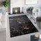 TAPISO Toscana Teppich Bedruckter Teppich Schwarz Gold Marmor Marmoreffekt Waschbar rutschfest Wohnzimmer Schlafzimmer Büro Modern Design 80 x 150 cm