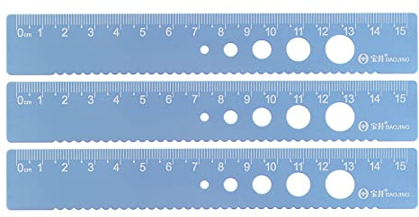 sourcing map 3 Stück Gerade Lineal 15cm Metrische Aluminiumlegierung Lineal Wellenkante mit Hohl Kreis Messwerkzeug für Kinderstudieren Klassenzimmer Büro Blau Grau