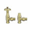 NRG Traditional Antique Angled Central Heating Radiator Valve 15mm Thermostatic Lockshield Valves Polished Brass
