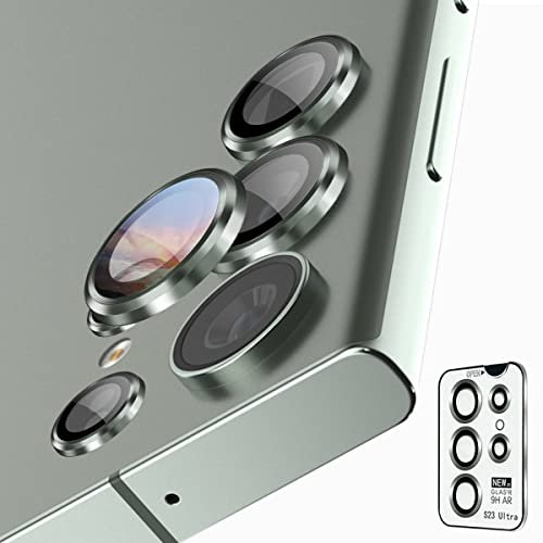 AnnhanT Kameraschutz für Samsung Galaxy S23 Ultra Objektiv Panzer Schutz Glas [1 Stück], mit Installationsplatine 9H gehärtetes Schutzglas Kratzfester Kameraobjektivringschutz - Green