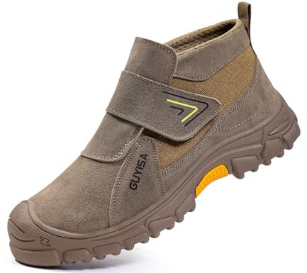 IYVW C0267 Scarpe da Antinfortunistica Uomo Leggere Traspiranti Scarpe da Lavoro con Punta in Acciai Braun 41 EU
