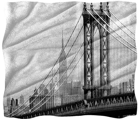 TBOUOBT Bettwäsche-Fleece-Decke, dekorativ für Schlafzimmer-Sofa-Boden,New York unter Brücke Grau