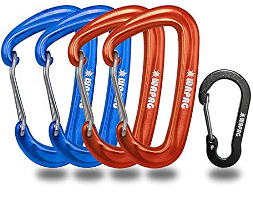 Karabiner, Robuste und Leichte Karabinerhaken, 1200 KG D-förmiger Aluminium Carabiner für Camping, Wandern, Outdoor, Hängematte, Kleiner Karabinerhaken für Schlüsselanhänger (2blau2orange)