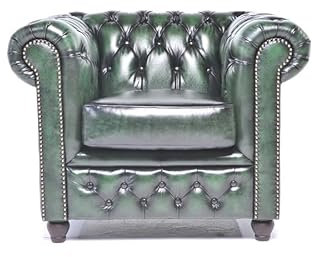Chesterfield Sessel Brighton - The Brand | 1 Sitzer | 100% Leder, handgefertigt, Original Breite 100 cm (Antik Grün)