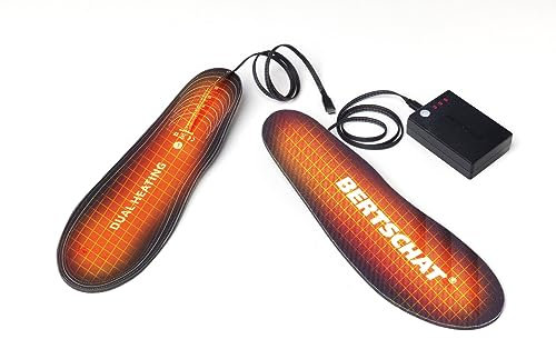 BERTSCHAT Beheizbare Einlegesohlen – USB-aufladbar | Bis zu 16 Std. Wärme | Für alle Schuhe | Mit externem Akku | Unisex Heizsohlen