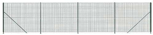 vidaXL Maschendrahtzaun, Gartenzaun Wildzaun mit Bodenhülsen PVC Beschichtung, Drahtzaun Begrenzungszaun für Außenbereich, Drahtgitter Maschendraht, Grün