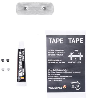 Natural Goods Berlin KLEAN Klebe-Set für Badezimmer | Einfache Wand-Befestigung ohne Bohren | Für Klebe-Befestigung auf Fliesen | Ideal für Wand-Montage der KLEAN Reihe | Seifen-Halterung 44x25 mm