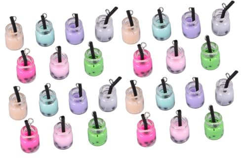 NUOBESTY 40pcs Funny Bubble Tea Charm Jewelry Quirky Keychain Charms Diy Jewelry Parts Pearl Beads Ornaments