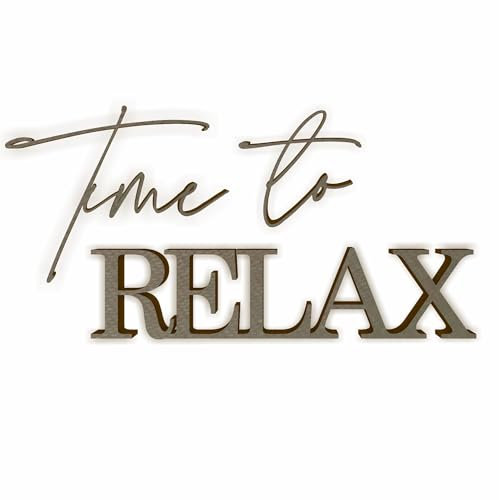 Holz Schriftzug für die Wand - Time to relax - Wand Deko, Spruch, für Wohnzimmer, Badezimmer, Schlafzimmer, Wandspruch zum aufkleben