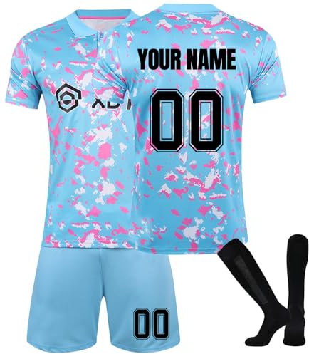 Generic Football Kits for Kids and Adult, Personalised Football Shirt with Name Number, Football Shirts Shorts and Socks Set, Football Gifts for Boys Men #3