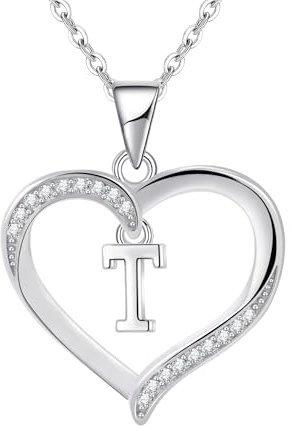 Cosie Lily Geschenke für Frauen Halskette Damen 925er Silber Herz Anhänger mit Buchstabe Sterlingsilber Kette Initialen Kette Silber 925er Ketten Damenschmuck Muttertag Valentinstag