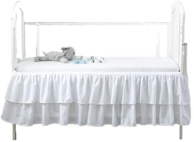 YOKIKIYO Jupe de lit à Volants Standard Blanche à Deux Couches for Berceau, Couvre-lit Anti-poussière for Tout-Petits, garçons et Filles - 14 Pouces de Hauteur(White,70x140x36cm)