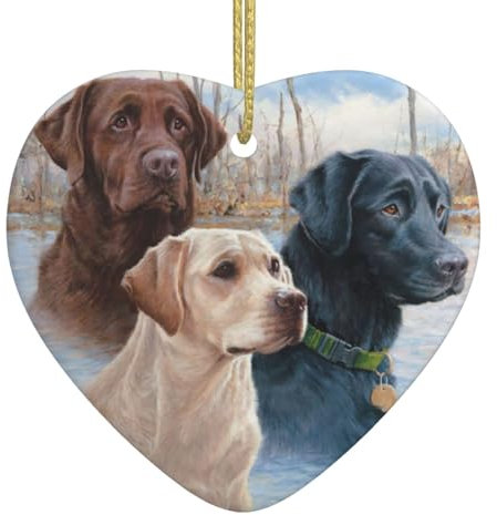 Labrador Hunde Weihnachten Herz Anhänger - Christbaumschmuck Kugeln Schöne Keramik Anhänger Festliche Dekorationen