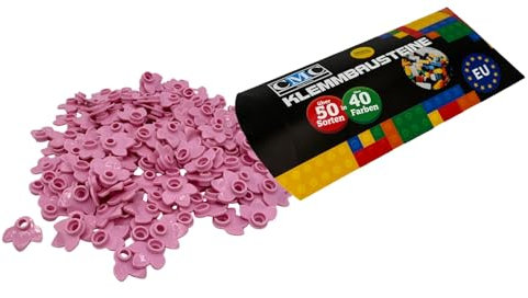CMC imports 32607 Lot de 100 blocs de construction à pince pour jardin, ville, forêt, différentes couleurs (970, rose)