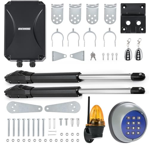 CO-Z Dual Swing Gate Opener Kit, Electric Gate Opener for Doors up to 400 kg 6 m, Driveway Home Garden Gate Opening System for Swing Gates with Remote Controls & Warning Light & Wireless Keypad