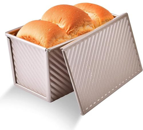 Yumatouch Kastenform mit Deckel, 0,5 kg Antihaft-Brot-Toastform, Karbonstahl, Wellbrot, Toastbox, Form zum Backen von Brot, Brotform für hausgemachte Kuchen, Brot und Hackbraten, 1 Packung