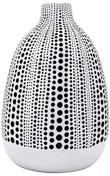 Modern Black and White Textured Dot Vase, Imperfect Beauty (White)