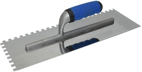 380 x 130 mm Glättekelle Rostfrei Gezahnt Zahnkelle 8 mm Glättekellen Lang Zahnspachtel Rostfreier Spachtel für Trockenbau und Finish Ergonomisch Griff Profi Edelstahl