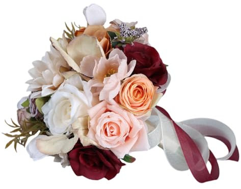 PTILSERY Bouquet da sposa per celebrazioni di nozze fiori di rosa artificiali veri come seta bouquet di fiori centrotavola per feste bouquet