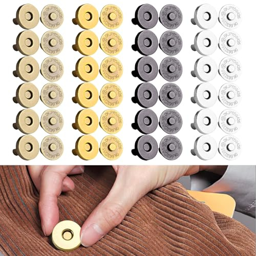 Magnetknöpfe 24 Stück Magnetische Knöpfe 18mm/0.7in Magnetverschluss Nähen 4 Farben Handarbeit Magnetknöpfe für Geldtasche Handtaschen Mäntel Windbreaker Rucksack