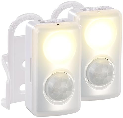 PEARL Nachtlicht mit Batterie: 2er-Set LED-Nachtlicht, Bewegungs-/Dämmerungs-Sensor, Batteriebetrieb (LED Lampe mit Bewegungsmelder, Sensor Batterie, Wand Deckenleuchte)