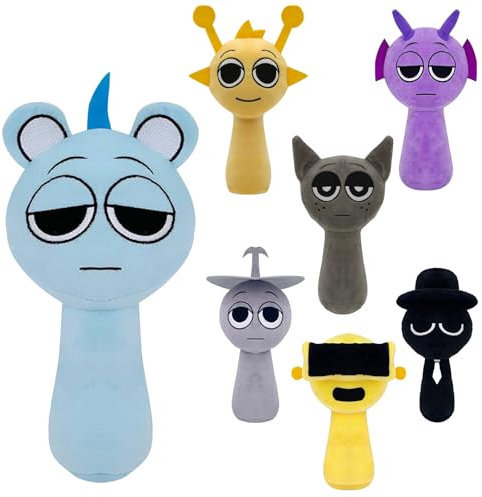 DHINCHANSAIB Sprunki Plush Plüschtier Sprunky Wenda und Grau, 10 Zoll, weiches und lustiges Plüschspielzeug für Geburtstage von Fans und Freunden (Sky Blue)