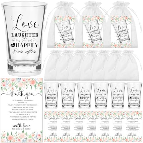 Haiabei 36 Set Wedding Shot Glasses for Guests Acrylic Clear Shot Glasses Bridal Shot Glasses Bulk Wine Cup with Thank You Cards Organza Bag for Bridal Shower Newlyweds Anniversary Hen Party Favors