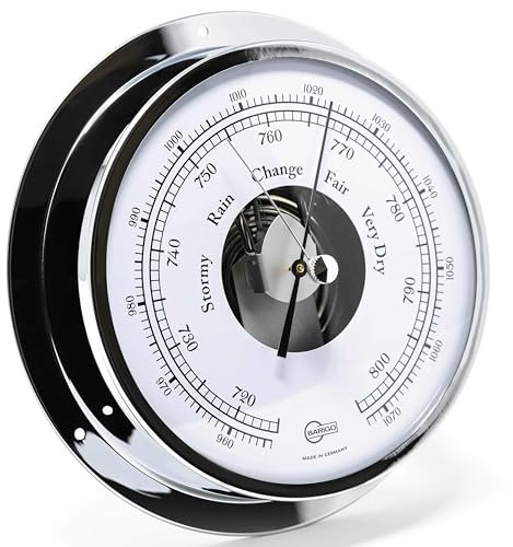 BARIGO 111CR VIKING Schiffsbarometer - 155 x 35 mm - mit Messing-Gehäuse verchromt, Metall-Rückwand - Made in Germany