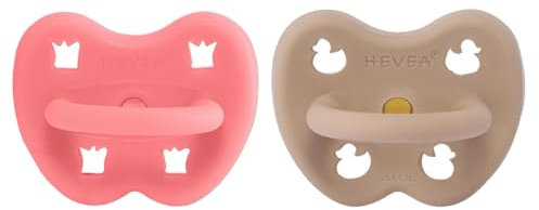 HEVEA Naturkautschuk Schnuller Kiefergerechte Form, 3-36 Monate - hygienisches einteiliges Design für Neugeborene bis Kleinkinder, BPA-frei, weich & langlebig - 2Pack (Samsø)