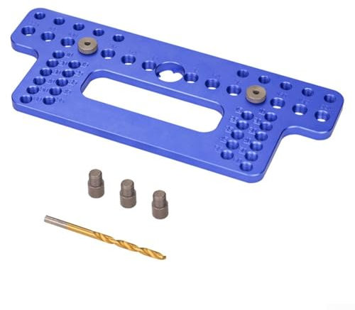 SMZhomeone Aluminum Alloy Pocket Hole Jig Set Handle Punch Locator Tool For Cabinet Door Woodworking Projects(blue)