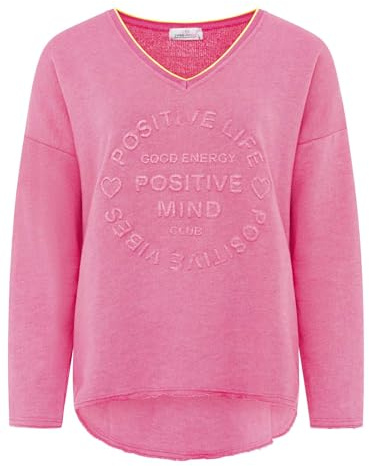 Zwillingsherz Damen Sweatshirt mit Schriftzug – Oversize Pullover aus Baumwolle – Langarmshirt mit V-Ausschnitt – Bequemes Freizeit Oberteil mit positiver Botschaft – Casual Look für Alltag