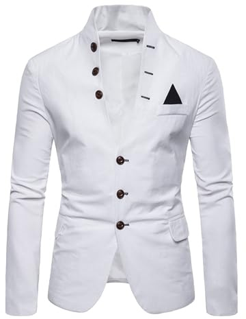 Giacca da uomo casual slim fit con bottoni blazer stand colletto alla coreana leggero Business Dress cappotti sportivi