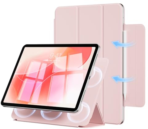 KTGGHG für iPad Air 11 Zoll 2026 Hülle M4/M3/M2, iPad Air 5/4 Hülle (2025/2024/2022/2020) Starke Magnetbefestigung, Trifold Ständerhülle, unterstützt Pencil Pro/USB-C, Auto Wachen/Schlafen, Rosa