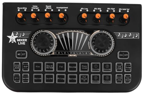 X3 Gaming Audiomixer, Tragbarer Audiomixer, Schwarz | 3, 5-mm Mikrofoneingang, Stimmverzerrer, Selbstgemacht Studio Controller Schnittstelle für Podcast, Pc, Smartphone
