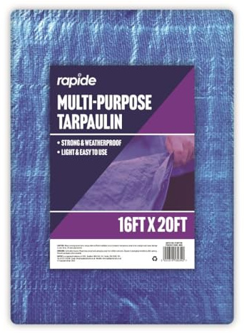 Rapide Multi-Purpose Blue Tarpaulin – Heavy-Duty Waterproof Ground Sheet for Outdoor, Camping & Garden Use (16ft x 20ft - 3039)