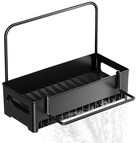 Spülen-Organizer-Gestell Für Die Küche,Aufbewahrungsregal mit Handtuchstange und Ablauftablett - Schwammregal Spülenhalter Zubehör Für Die Küche | Für Seifenspender Schrubber Theke Zuhause Wohnung Bau